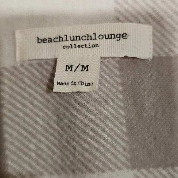 👚beachlunchlounge Taupe and White Plaid Flannel Shirt - Picture 6 of 7